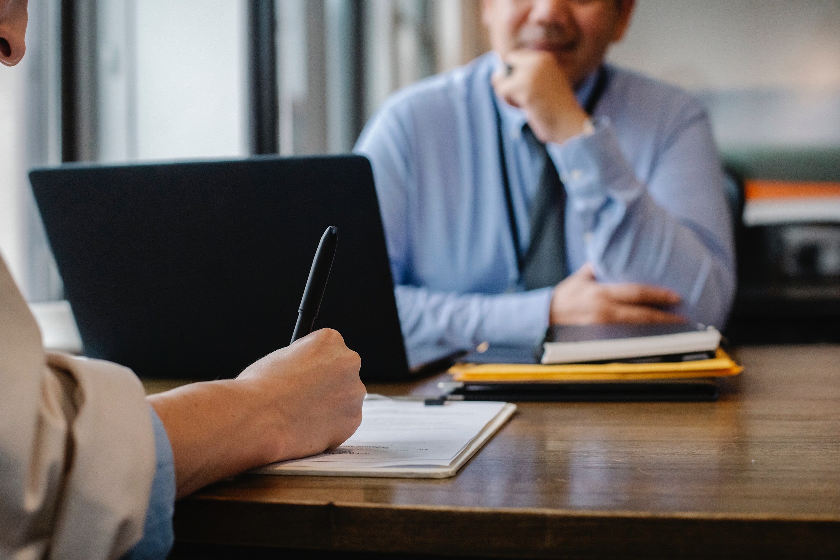 Office workers during interview and meeting