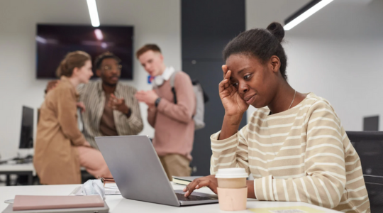 Stressed employee at office